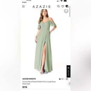 Azazie Dusty Sage A-Line Wedding Dress